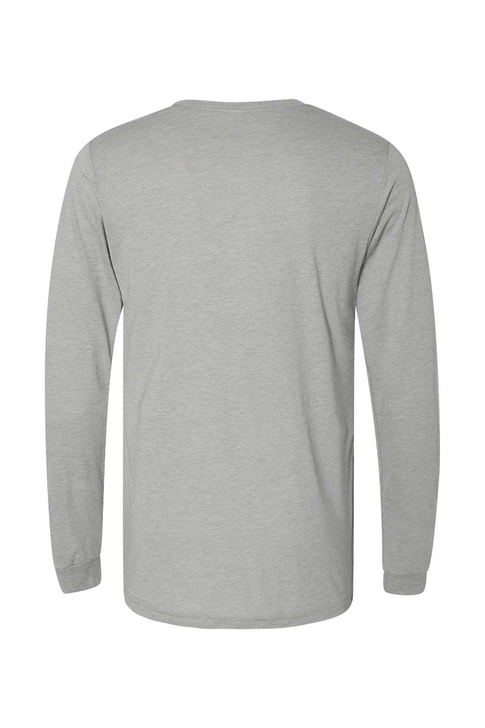 Bella + Canvas BC3501/3501 Mens Jersey Long Sleeve Crewneck T-Shirt Heather Grey Triblend Flat Back