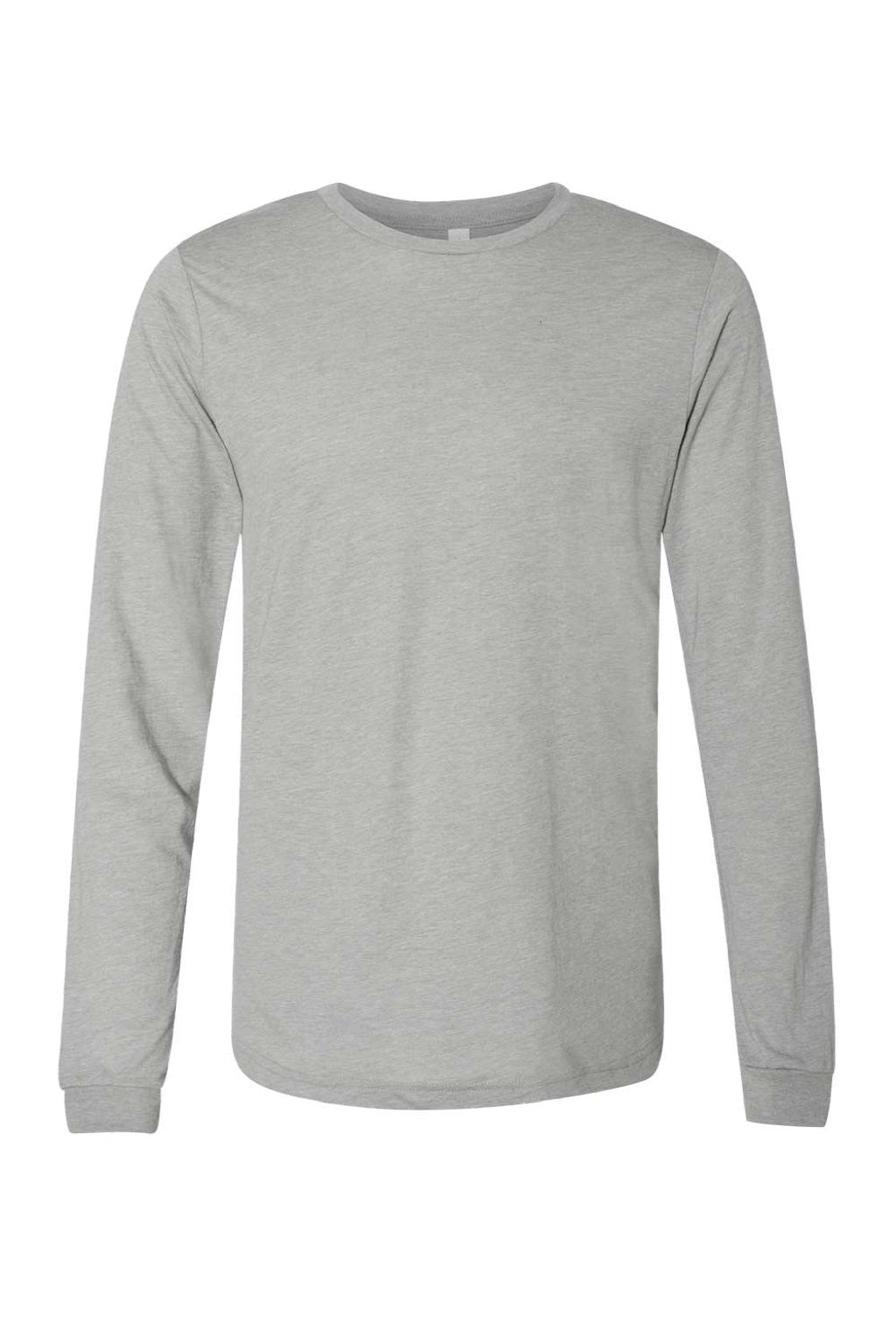 Bella + Canvas BC3513/3513 Mens Jersey Long Sleeve Crewneck T-Shirt Heather Grey Flat Front