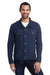 Threadfast Apparel 370J Mens Button Down Denim Jacket Dark Blue Model Front