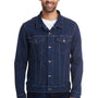 Threadfast Apparel Mens Button Down Denim Jacket - Dark Blue