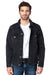 Threadfast Apparel 370J Mens Button Down Denim Jacket Black Model Front