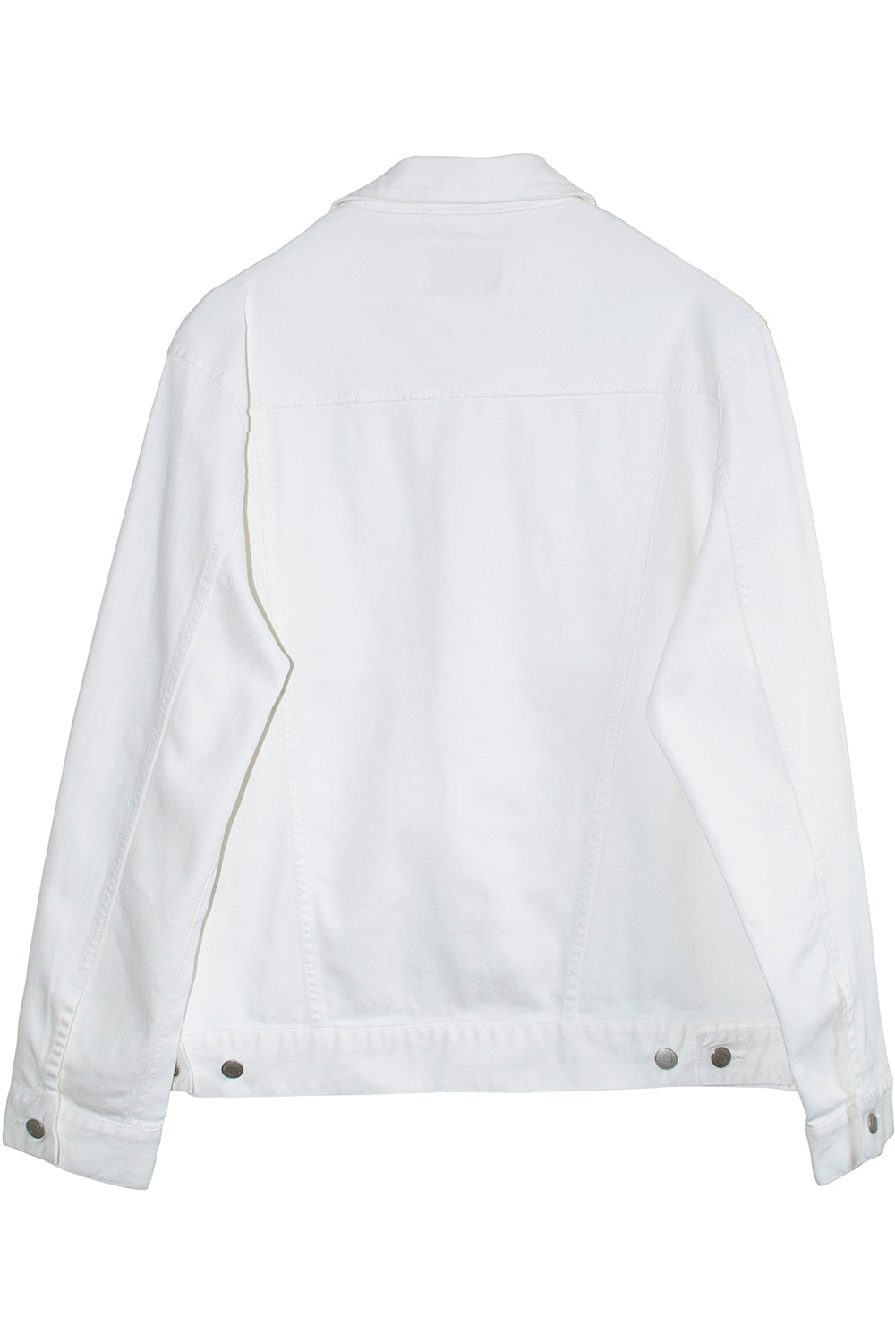 Threadfast Apparel 370J Mens Button Down Denim Jacket Off White Flat Back