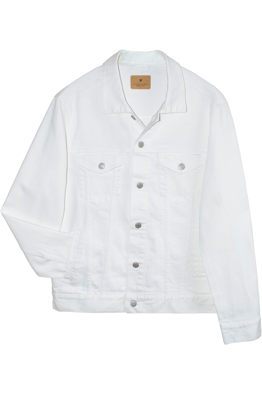 Threadfast Apparel 370J Mens Button Down Denim Jacket Off White Flat Front