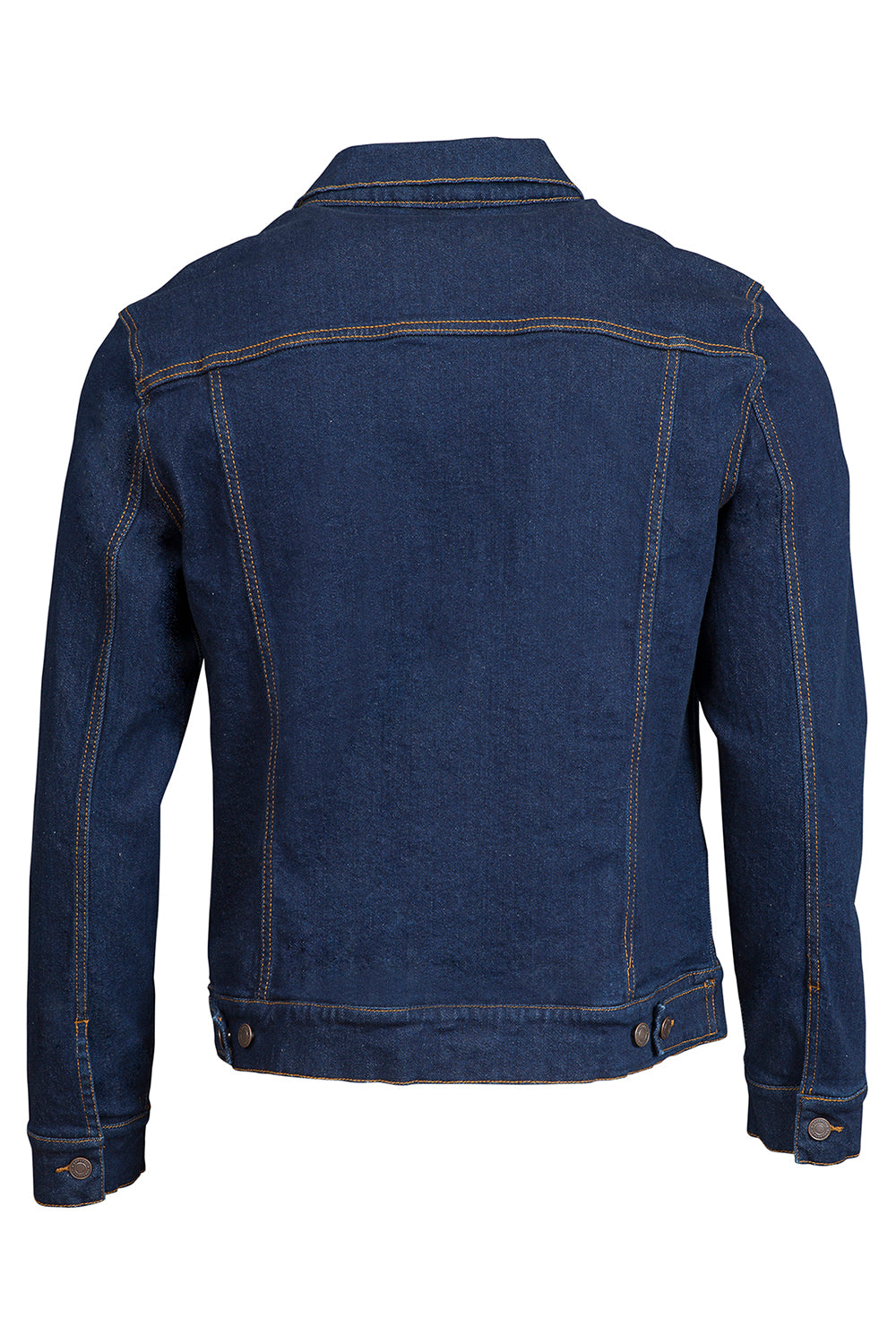 Threadfast Apparel 370J Mens Button Down Denim Jacket Dark Blue Flat Back