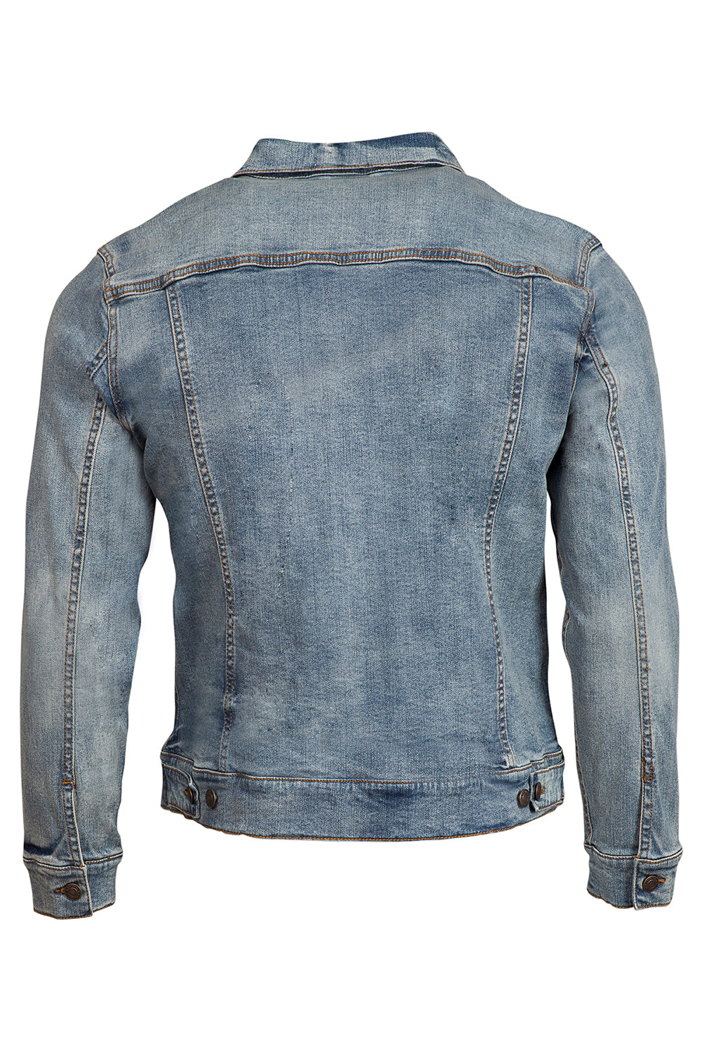 Threadfast Apparel 370J Mens Button Down Denim Jacket Light Blue Flat Back