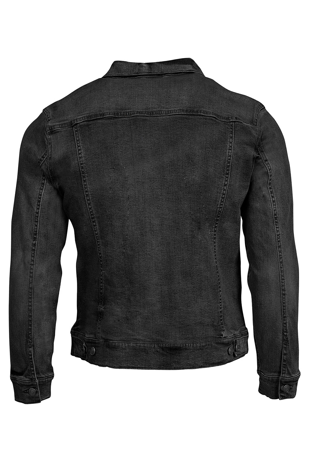Threadfast Apparel 370J Mens Button Down Denim Jacket Black Flat Back