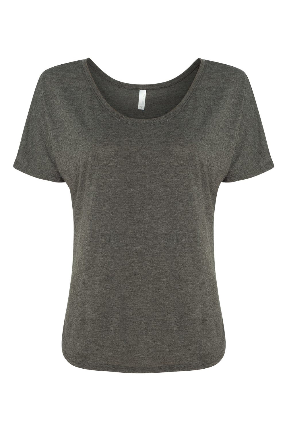 Bella + Canvas BC8816/8816 Womens Slouchy Short Sleeve Wide Neck T-Shirt Heather Dark Grey Flat Front