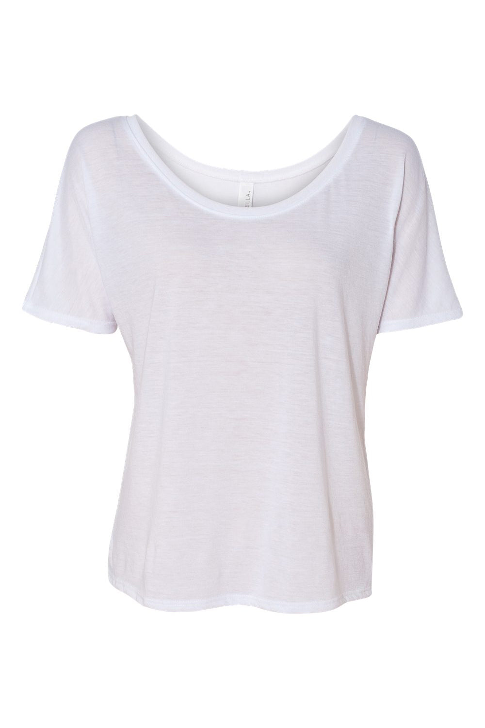 Bella + Canvas BC8816/8816 Womens Slouchy Short Sleeve Wide Neck T-Shirt White Flat Front