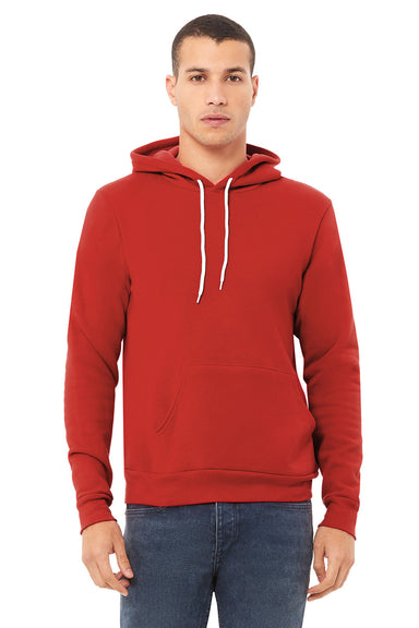Bella + Canvas BC3719/3719 Mens Sponge Fleece Hooded Sweatshirt Hoodie Red Model Front