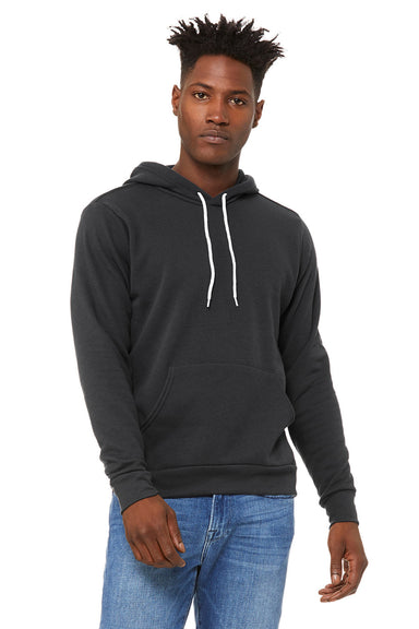 Bella + Canvas BC3719/3719 Mens Sponge Fleece Hooded Sweatshirt Hoodie w/ Pouch Pocket DTG Dark Grey Model Front