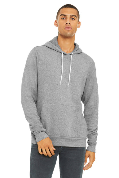 Bella + Canvas BC3719/3719 Mens Sponge Fleece Hooded Sweatshirt Hoodie w/ Pouch Pocket Heather Grey Model Front