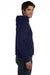 Bella + Canvas BC3719/3719 Mens Sponge Fleece Hooded Sweatshirt Hoodie Navy Blue Model Side