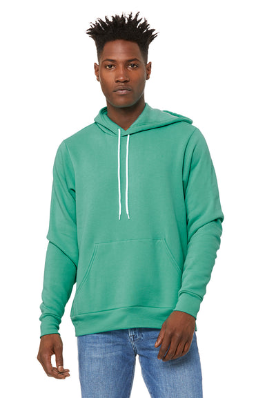 Bella + Canvas BC3719/3719 Mens Sponge Fleece Hooded Sweatshirt Hoodie w/ Pouch Pocket Teal Green Model Front