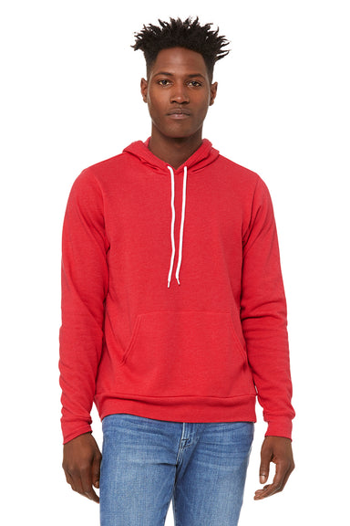 Bella + Canvas BC3719/3719 Mens Sponge Fleece Hooded Sweatshirt Hoodie w/ Pouch Pocket Heather Red Model Front