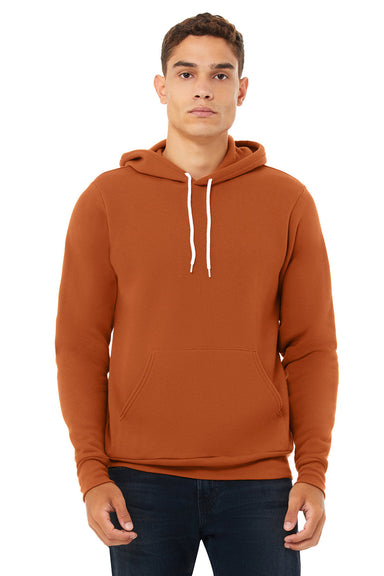 Bella + Canvas BC3719/3719 Mens Sponge Fleece Hooded Sweatshirt Hoodie w/ Pouch Pocket Autumn Orange Model Front