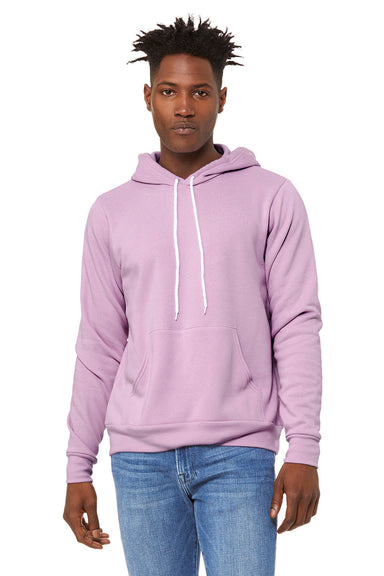 Bella + Canvas BC3719/3719 Mens Sponge Fleece Hooded Sweatshirt Hoodie w/ Pouch Pocket Lilac Purple Model Front