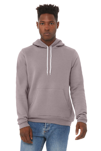 Bella + Canvas BC3719/3719 Mens Sponge Fleece Hooded Sweatshirt Hoodie w/ Pouch Pocket Storm Grey Model Front