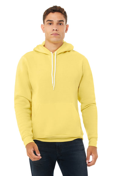 Bella + Canvas BC3719/3719 Mens Sponge Fleece Hooded Sweatshirt Hoodie Yellow Model Front