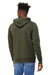 Bella + Canvas BC3719/3719 Mens Sponge Fleece Hooded Sweatshirt Hoodie Military Green Model Back