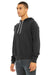 Bella + Canvas BC3719/3719 Mens Sponge Fleece Hooded Sweatshirt Hoodie Dark Grey Model 3Q