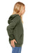 Bella + Canvas BC3719Y/3719Y Youth Sponge Fleece Hooded Sweatshirt Hoodie w/ Pouch Pocket Military Green Model Side