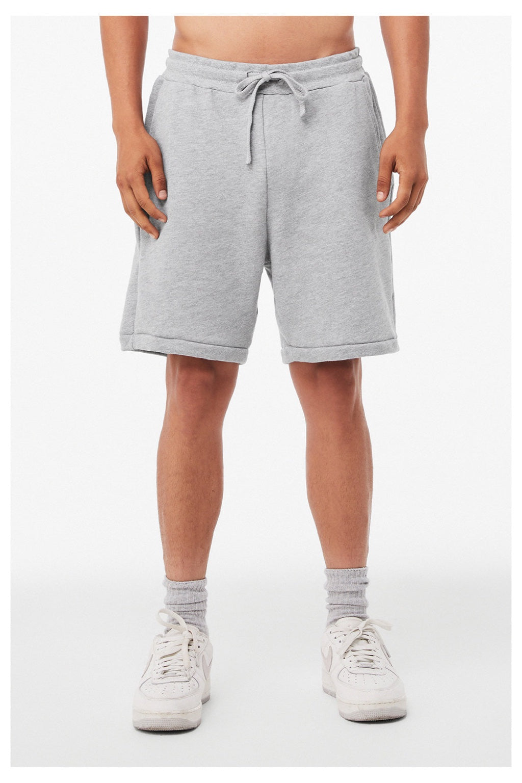 Bella + Canvas BC3724/3724 Mens Shorts w/ Pockets Heather Grey Model Front