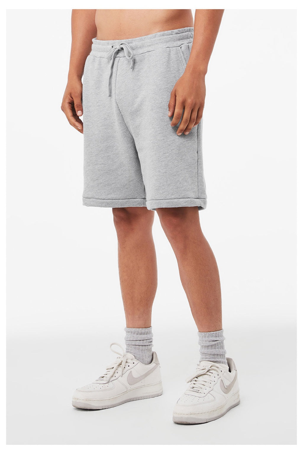 Bella + Canvas BC3724/3724 Mens Shorts w/ Pockets Heather Grey Model Side