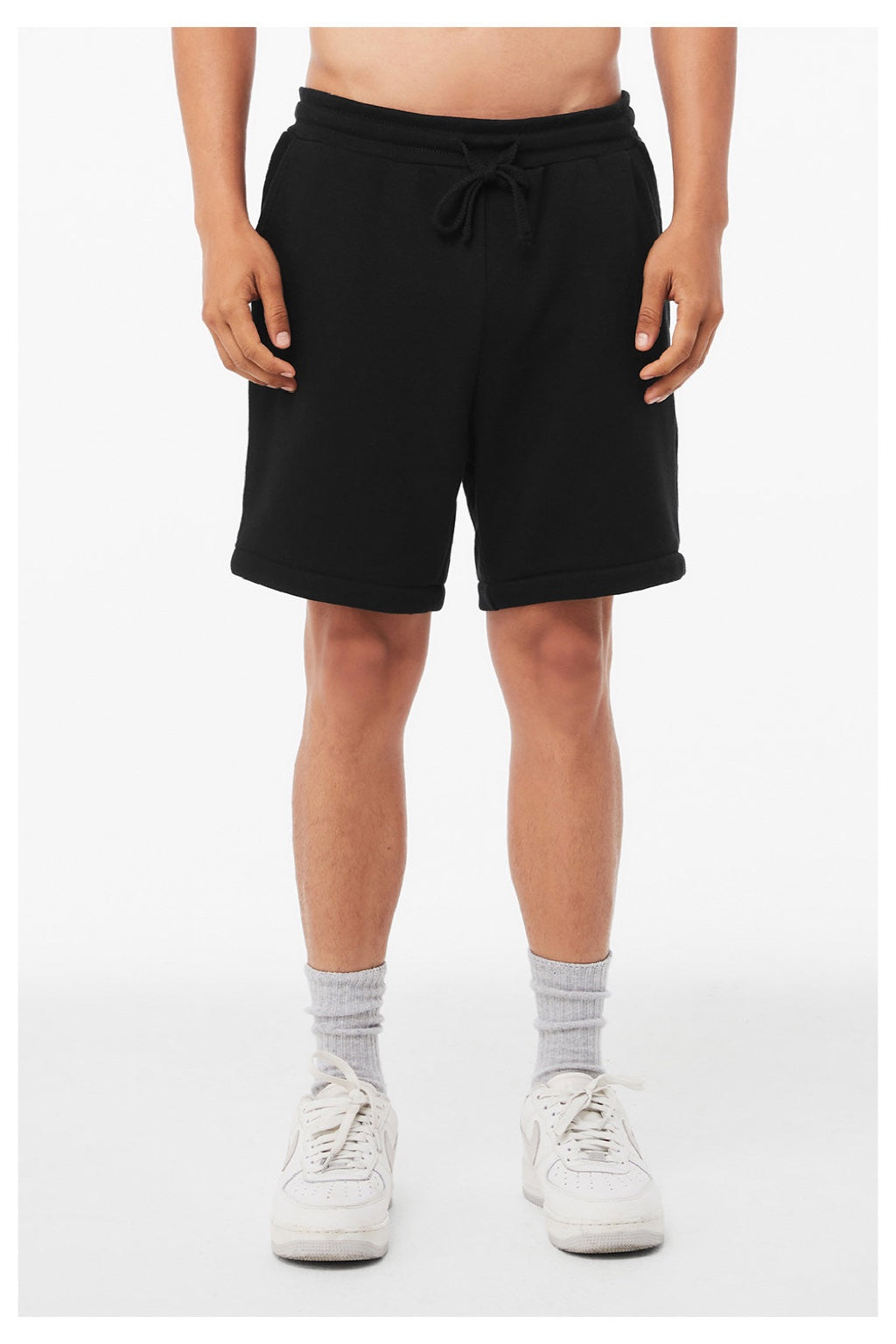 Bella + Canvas BC3724/3724 Mens Shorts w/ Pockets Black Model Front