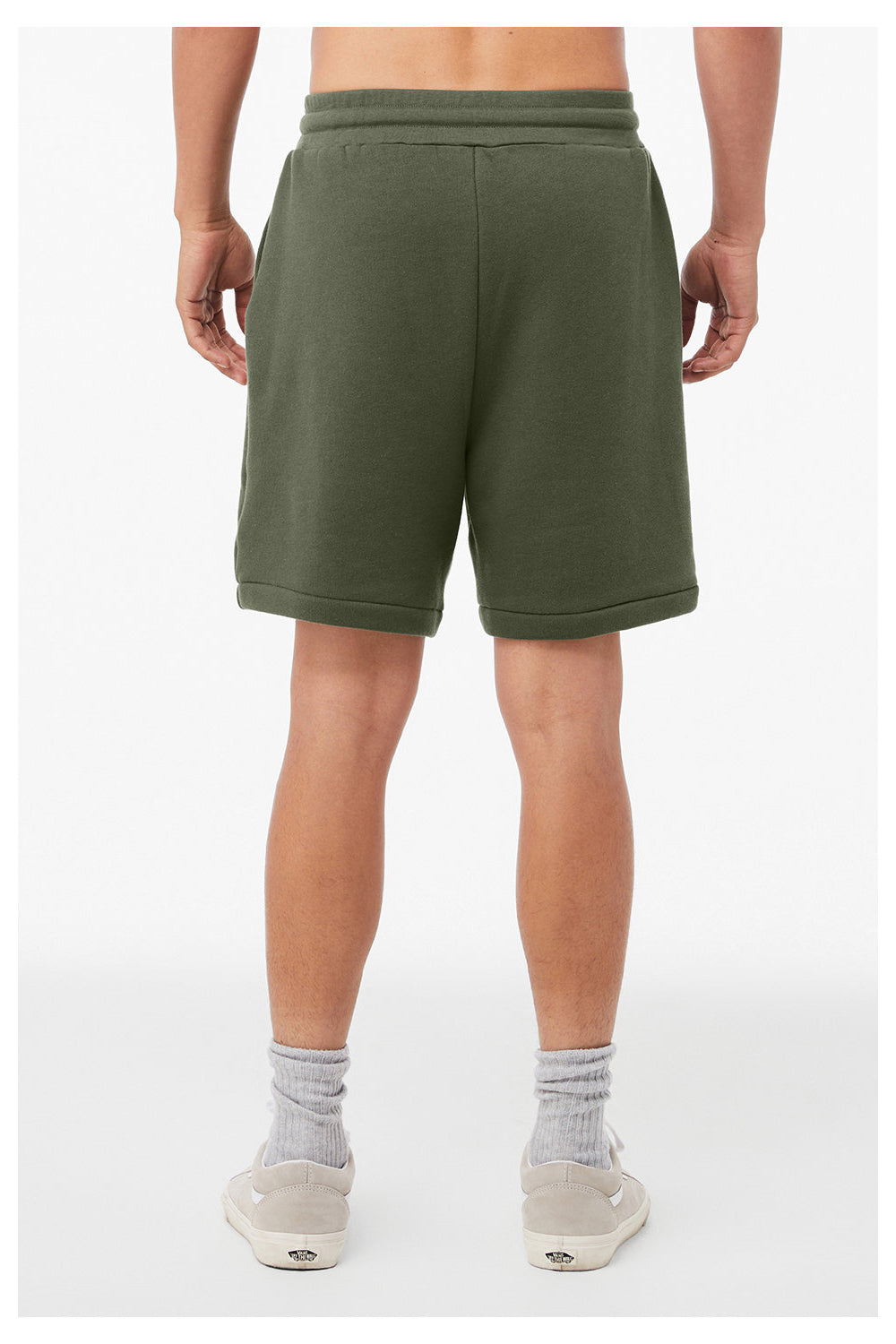 Bella + Canvas 3724 Mens Shorts w/ Pockets Military Green Model Back