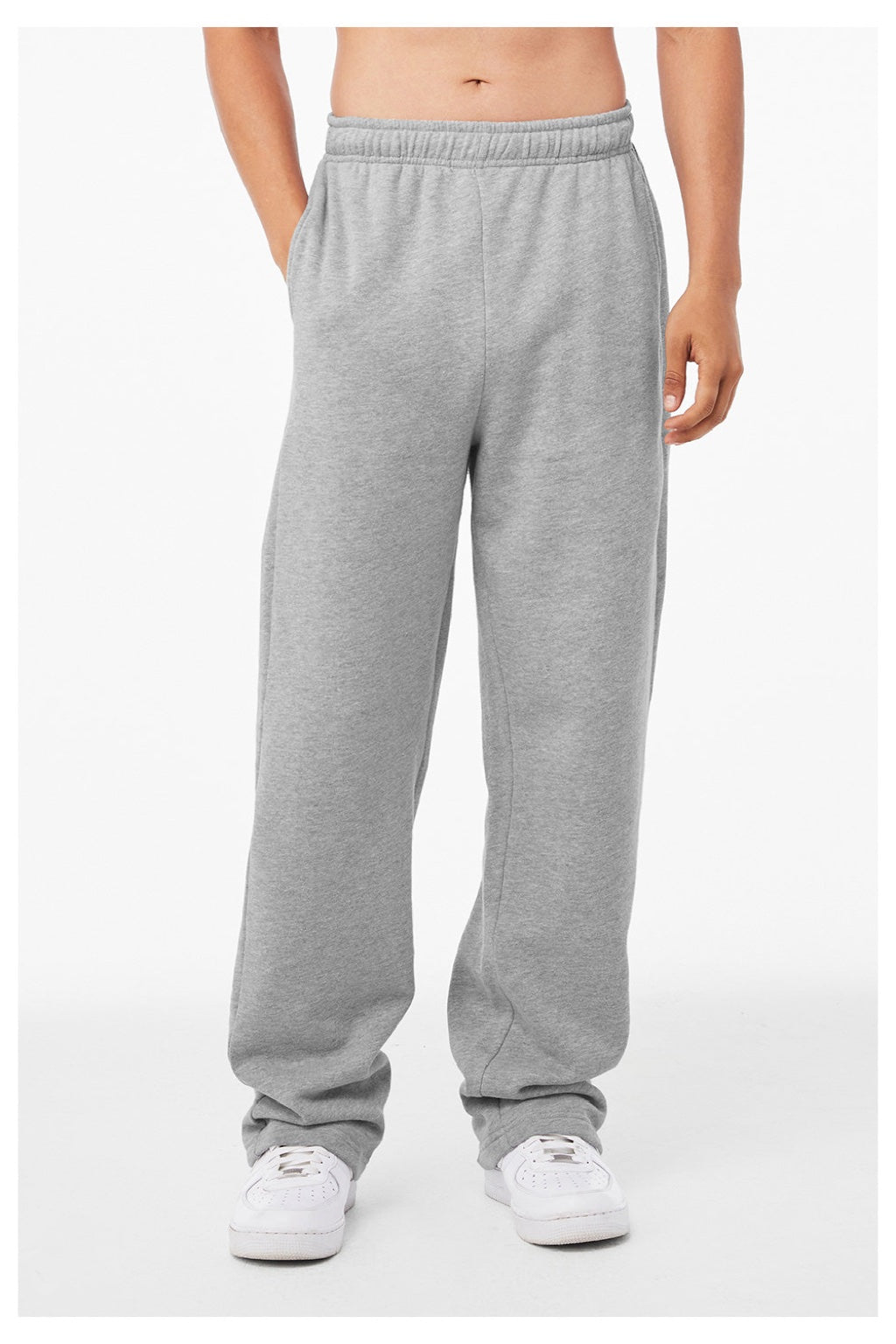 Bella + Canvas BC3725/3725 Mens Straight Leg Sweatpants w/ Pockets Heather Grey Model Front