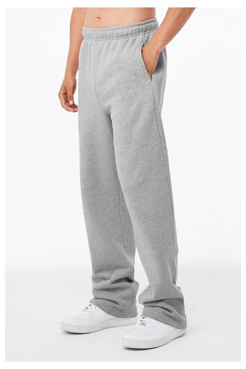 Bella + Canvas BC3725/3725 Mens Straight Leg Sweatpants w/ Pockets Heather Grey Model Side