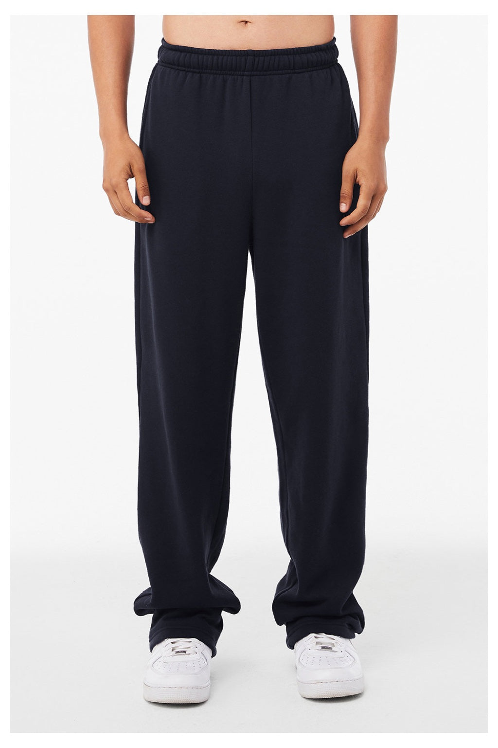 Bella + Canvas BC3725/3725 Mens Straight Leg Sweatpants w/ Pockets Navy Blue Model Front