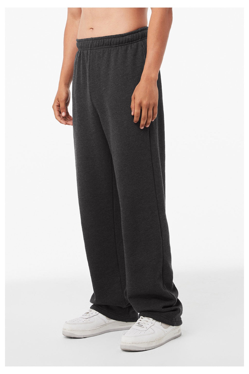 Bella + Canvas BC3725/3725 Mens Straight Leg Sweatpants w/ Pockets Heather Dark Grey Model Side