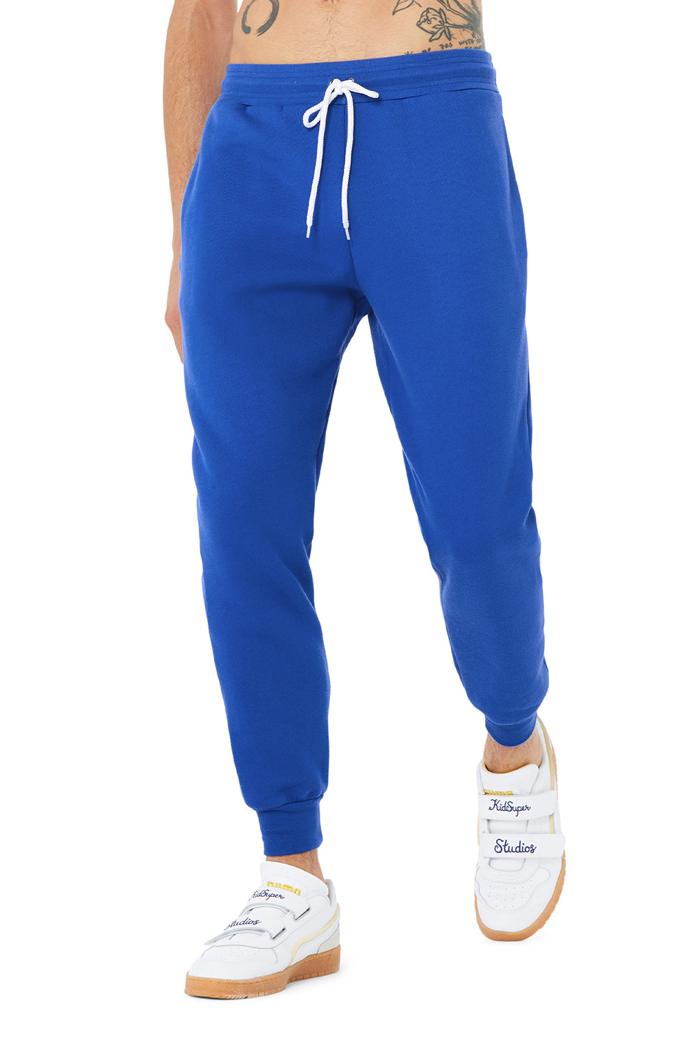 Bella + Canvas BC3727 Mens Jogger Sweatpants w/ Pockets True Royal Blue Model Front