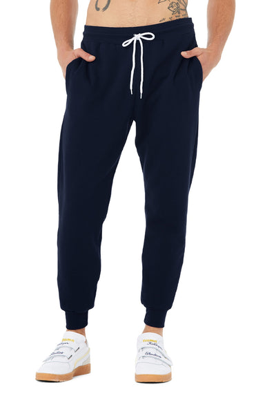 Bella + Canvas BC3727/3727 Mens Jogger Sweatpants w/ Pockets Navy Blue Model Front