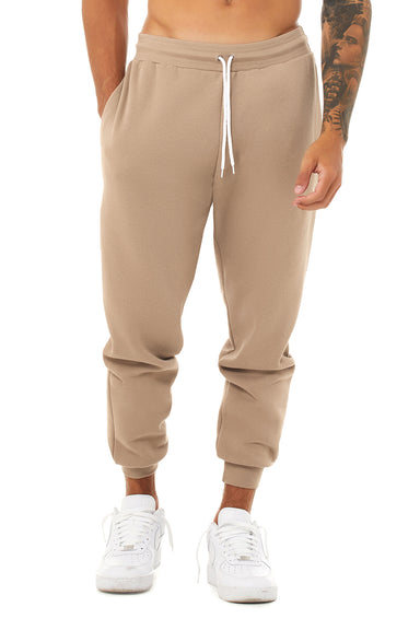 Bella + Canvas BC3727 Mens Jogger Sweatpants w/ Pockets Tan Model Front