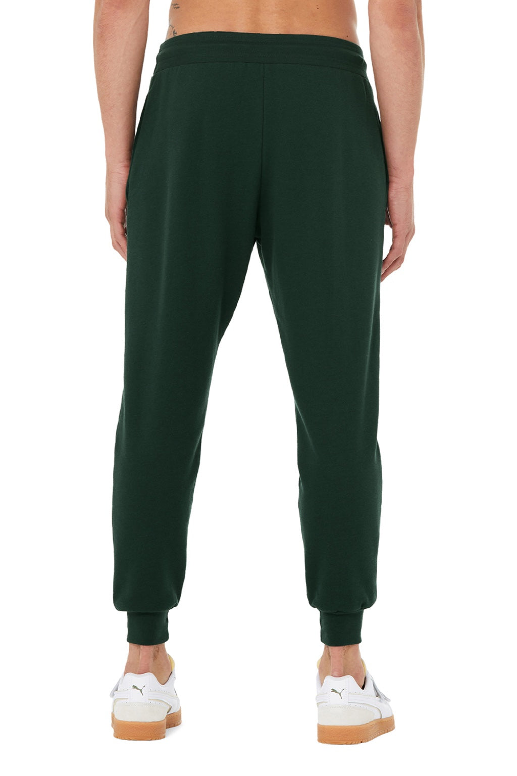 Bella + Canvas BC3727/3727 Mens Jogger Sweatpants w/ Pockets Forest Green Model Back