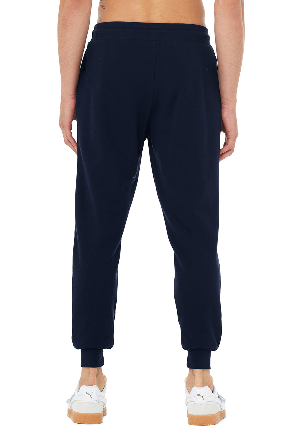 Bella + Canvas BC3727 Mens Jogger Sweatpants w/ Pockets Navy Blue Model Back