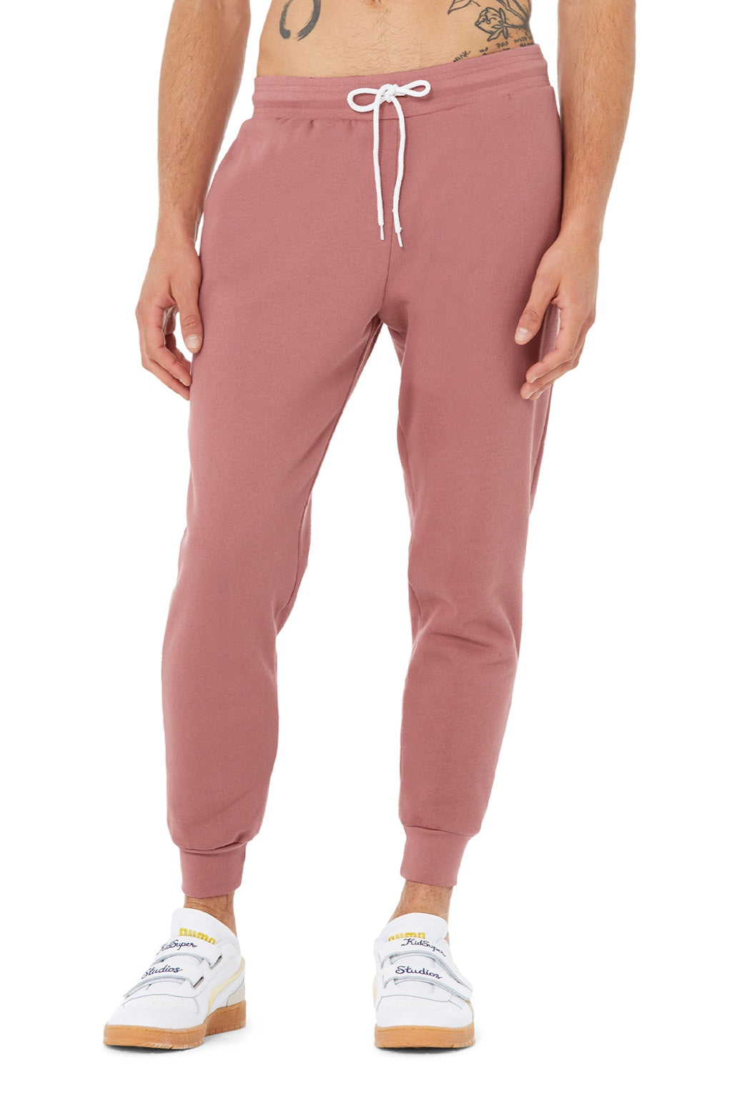 Bella + Canvas BC3727/3727 Mens Jogger Sweatpants w/ Pockets Mauve Model Front