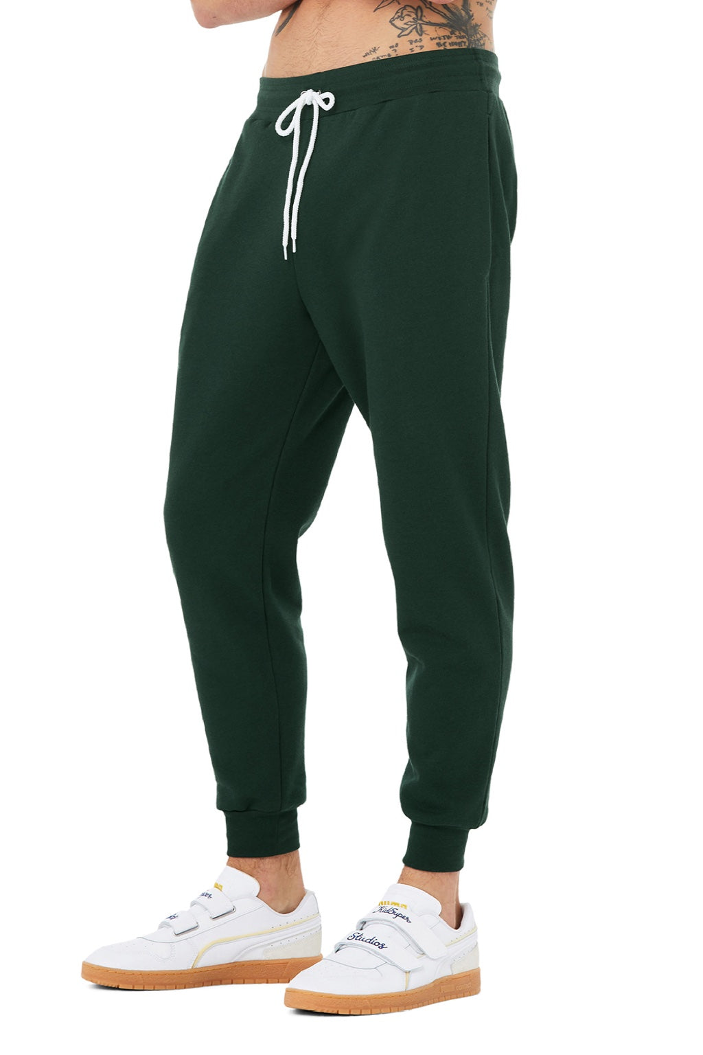 Bella + Canvas BC3727/3727 Mens Jogger Sweatpants w/ Pockets Forest Green Model 3Q