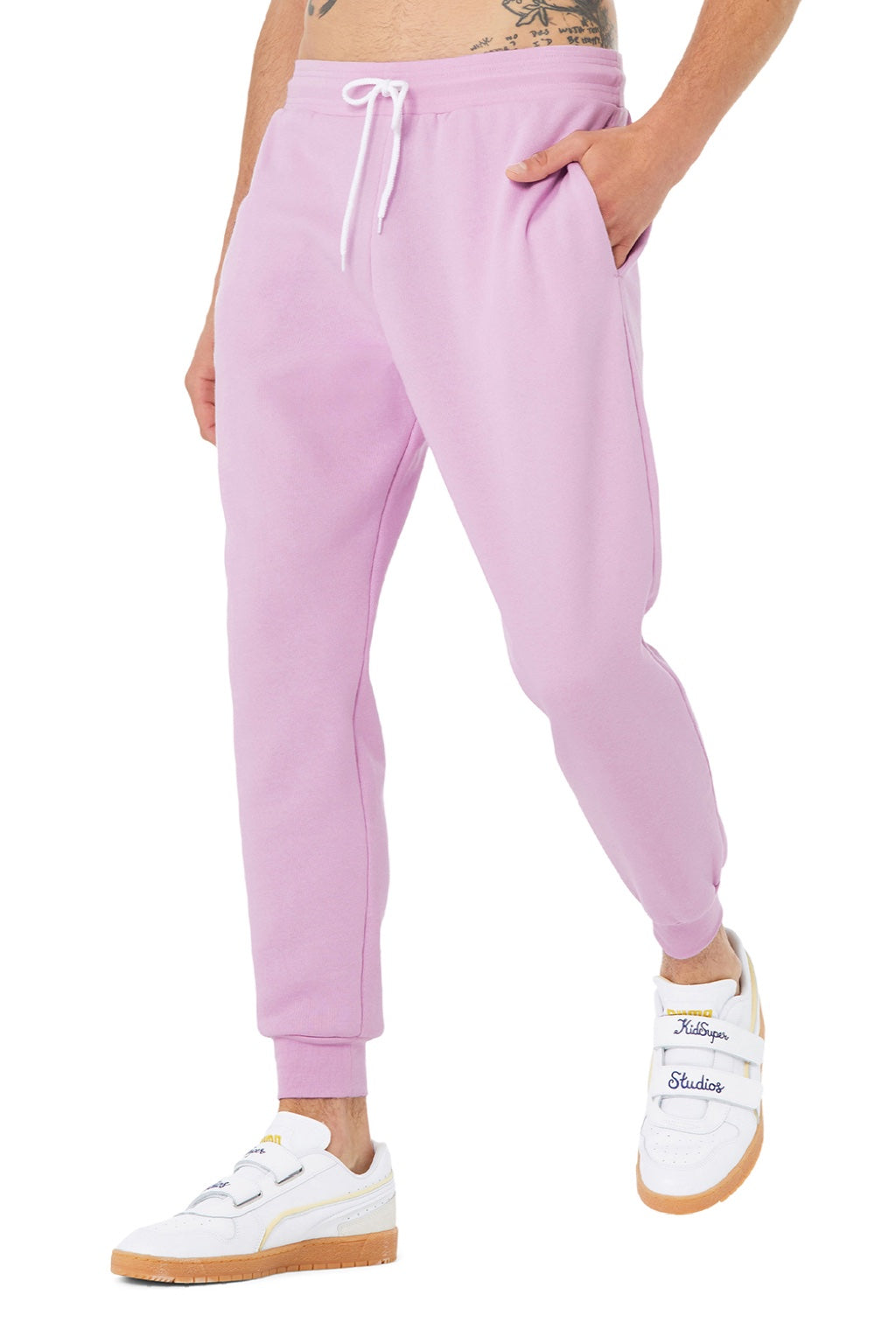 Bella + Canvas BC3727/3727 Mens Jogger Sweatpants w/ Pockets Lilac Model 3Q