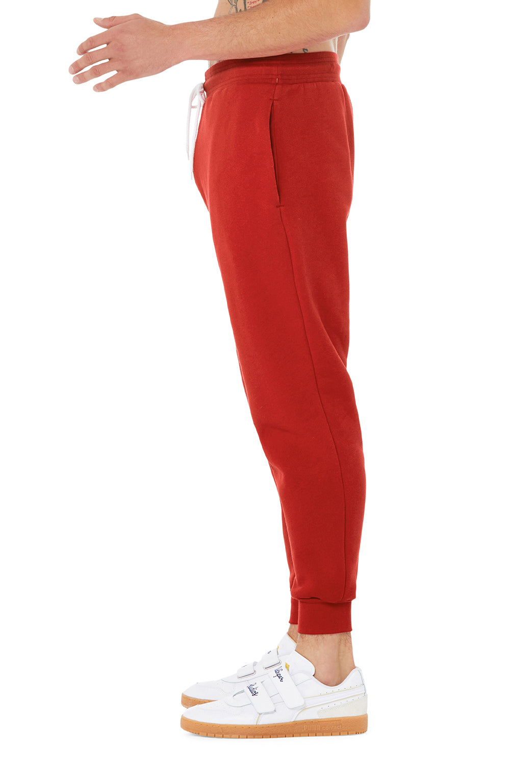 Bella + Canvas BC3727 Mens Jogger Sweatpants w/ Pockets Red Model Side