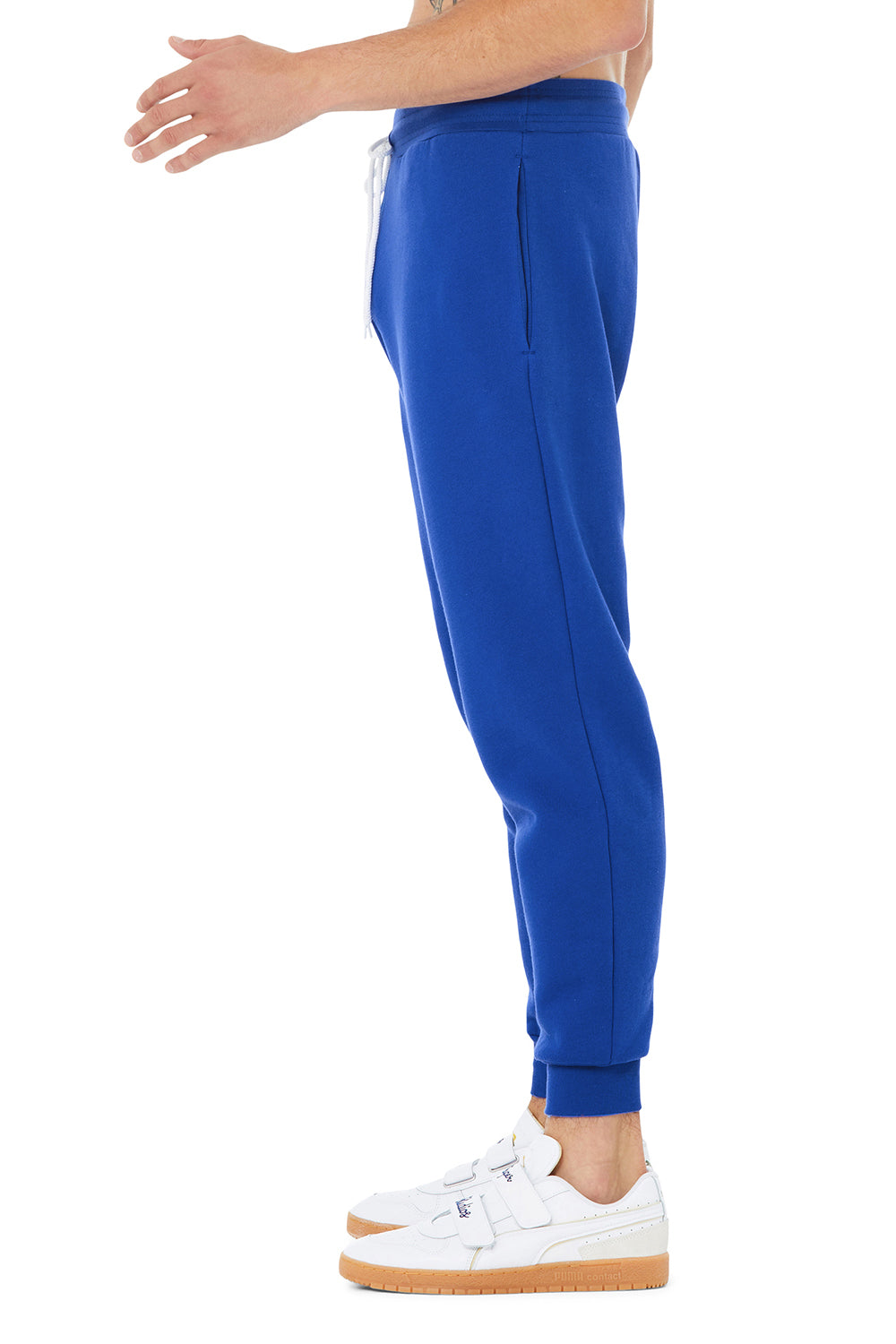 Bella + Canvas BC3727 Mens Jogger Sweatpants w/ Pockets True Royal Blue Model Side