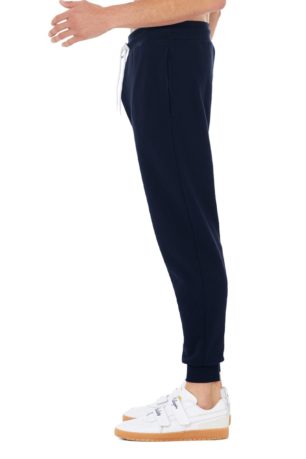 Bella + Canvas BC3727/3727 Mens Jogger Sweatpants w/ Pockets Navy Blue Model Side