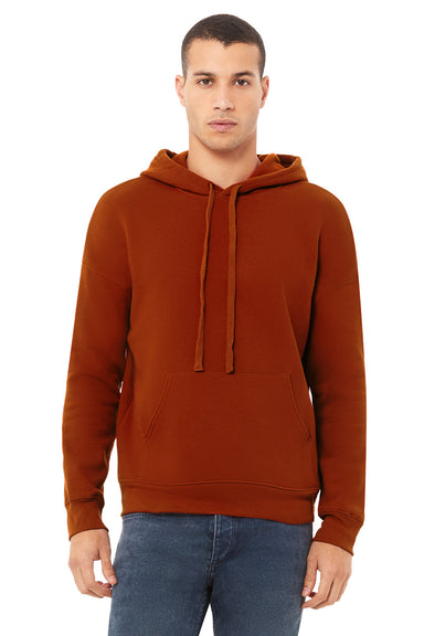Bella + Canvas BC3729/3729 Mens Sponge Fleece Hooded Sweatshirt Hoodie w/ Pouch Pocket Brick Red Model Front