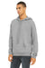 Bella + Canvas BC3729/3729 Mens Sponge Fleece Hooded Sweatshirt Hoodie w/ Pouch Pocket Heather Grey Model 3Q