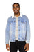 Threadfast Apparel 372J Mens Sherpa Lined Button Down Denim Jacket Light Blue Model Front
