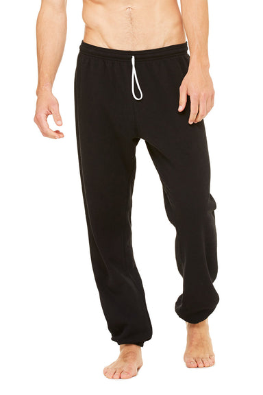 Bella + Canvas 3737 Mens Sponge Fleece Scrunch Sweatpants Black Model Front
