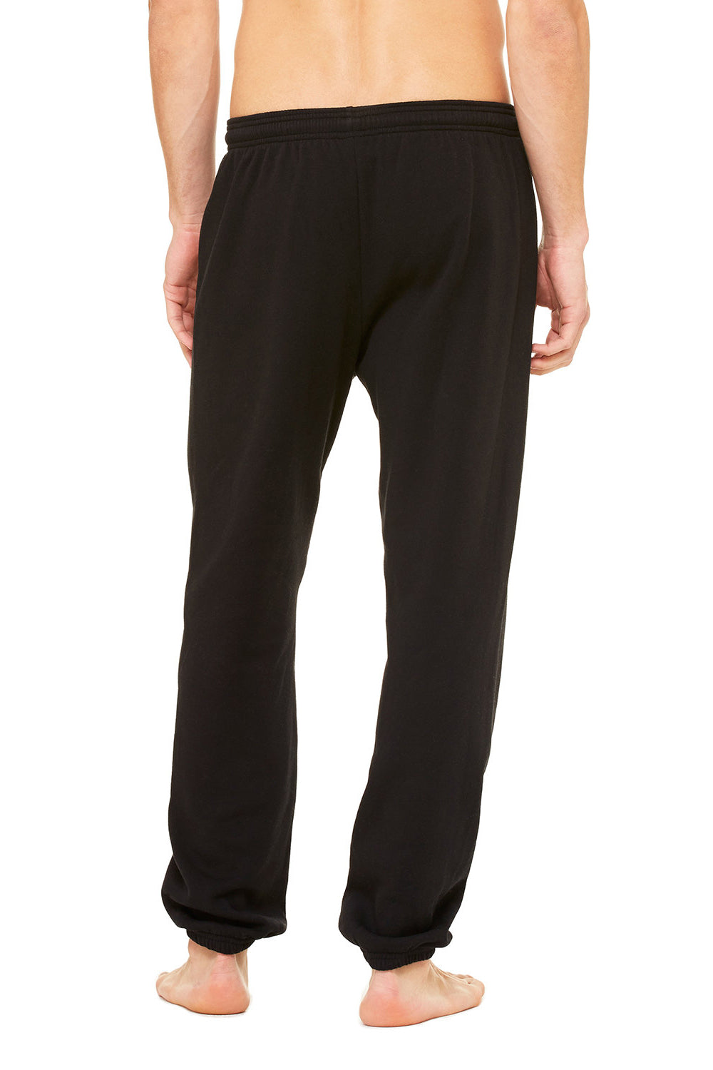 Bella + Canvas 3737 Mens Sponge Fleece Scrunch Sweatpants Black Model Back