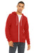 Bella + Canvas BC3739/3739 Mens Fleece Full Zip Hooded Sweatshirt Hoodie w/ Pockets Red Model Front